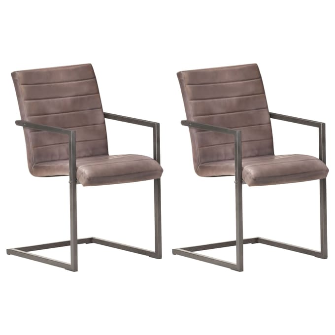 vidaXL - Eetkamerstoelen - 2 - st - echt - leer - bruin