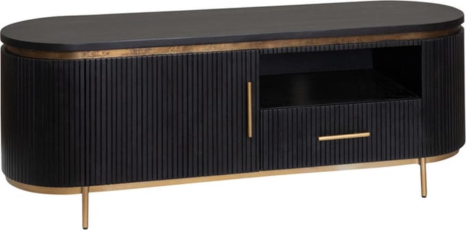 Tower Living Tv meubel Rivello 150 cm – Zwart & Brass