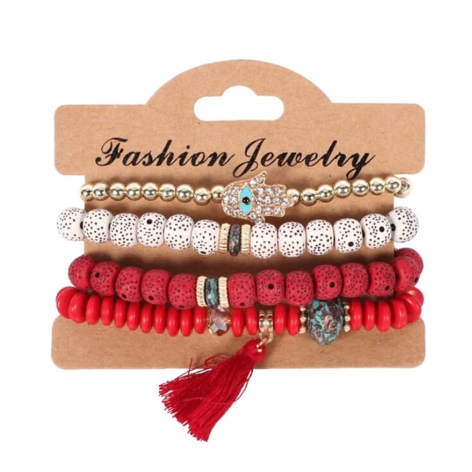 Fako Bijoux® - Armband Set - Boho - Bohemian - Classic - Rood
