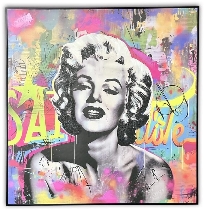 Schilderij popart Marilyn Monroe 90x90cm