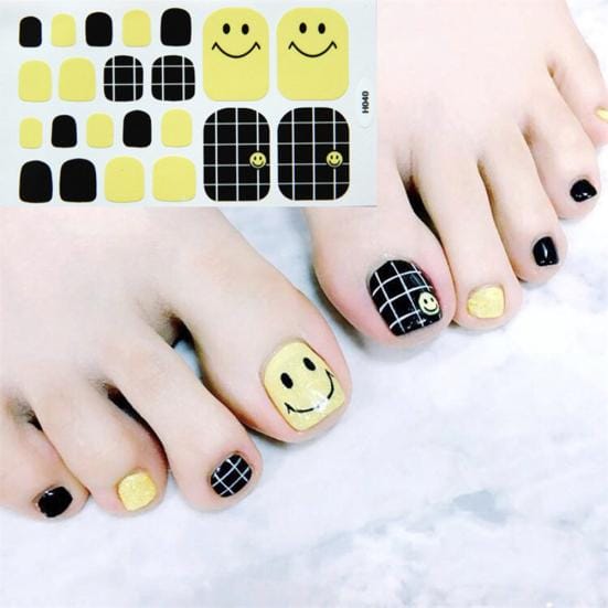 Fancystyle Nail Art HeMoon sourire imperméable orteil autocollant couverture complète décalcomanie adhésif Wrap 23# beige