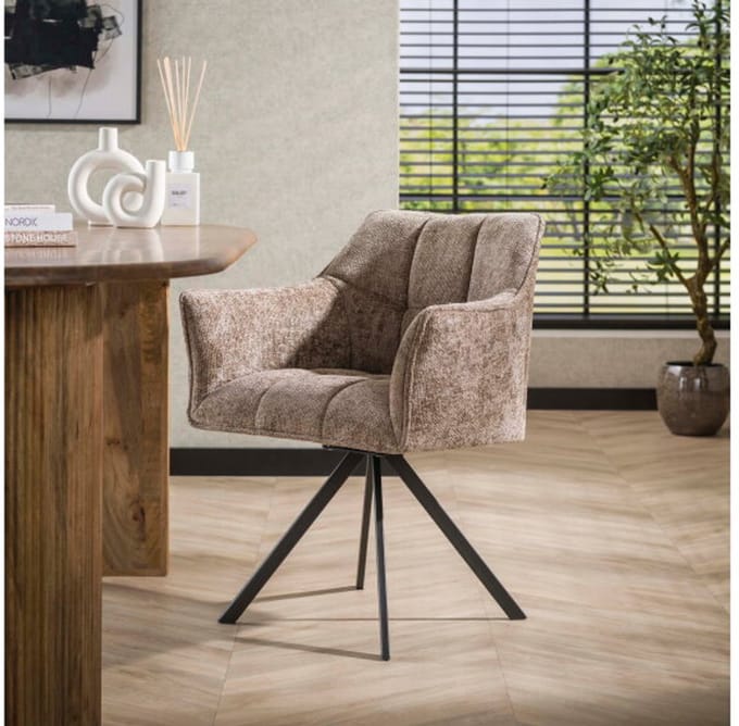 Eetkamerstoel Raster draaibaar - Hoven champagne - eetkamerstoelen set van 2
