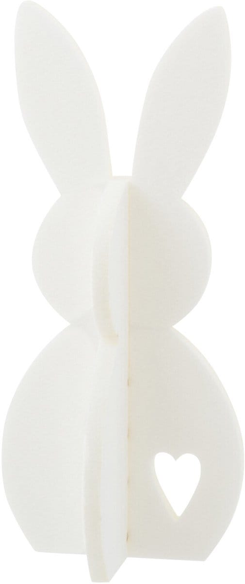 J-Line decoratie Konijn - vilt - wit - small