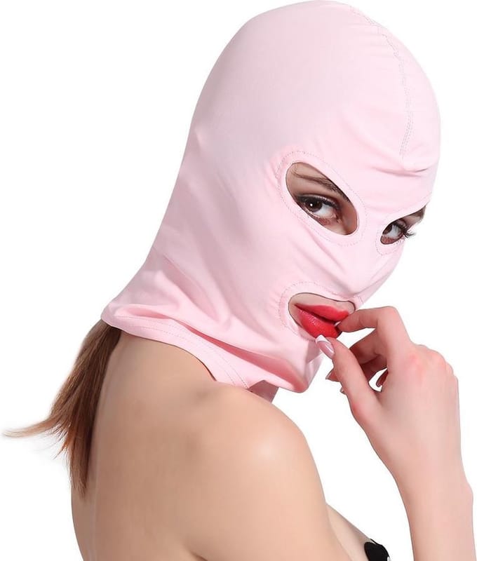 Banoch - Mask/3 hole Pink - Spandex Masker - BDSM - Roze