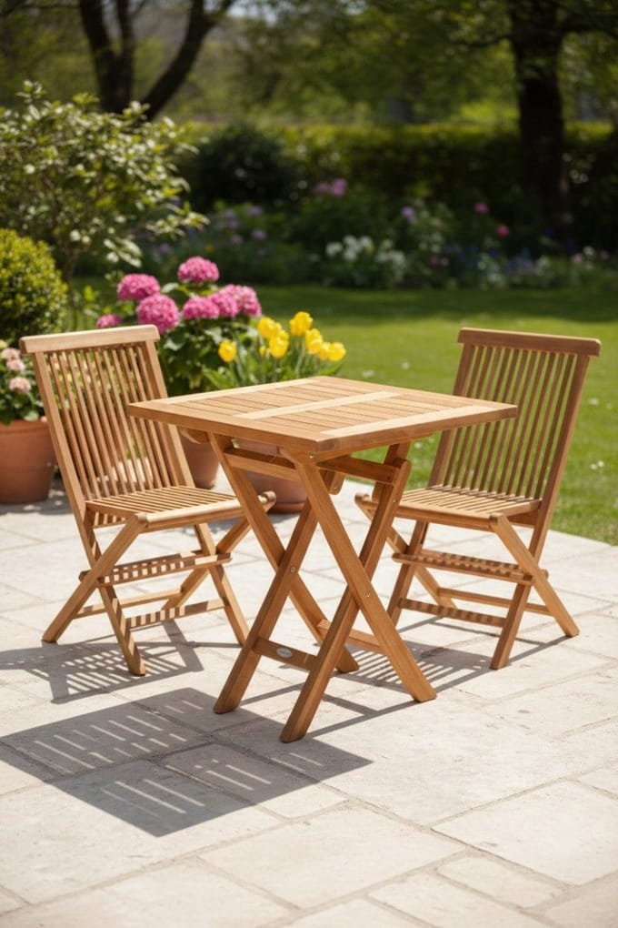 Teak Houten Tuintafel Klaptafel | vierkant | 60 x 60 Inklapbaar