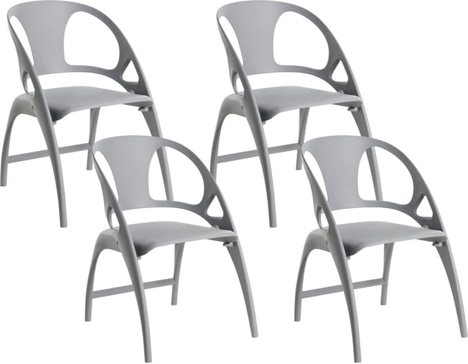 NEMI - Tuinstoel set van 4 - Grijs - Polypropyleen