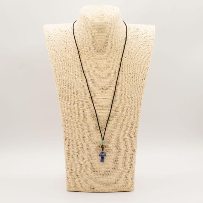 Koordketting met edelsteenhanger - Sodalite paddenstoel