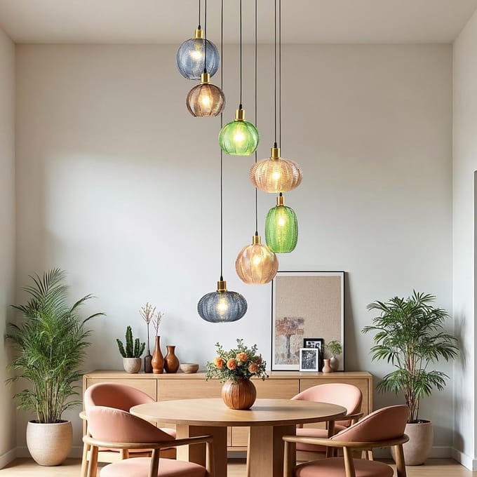 LumenXL Design hanglamp - verschillende kleuren geribbeld glas - Altair