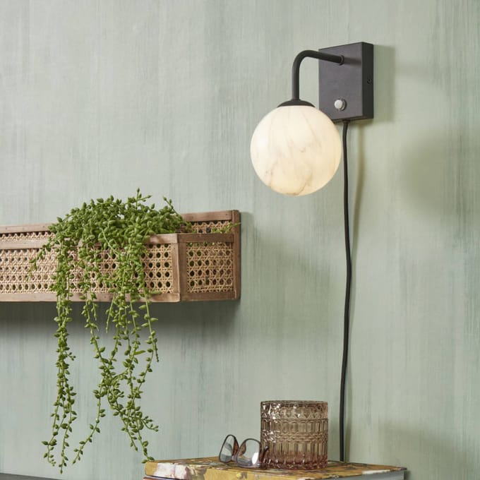 it's about RoMi Wandlamp Carrara - Zwart/Wit - 12x18x21cm - Binnen Modern,Luxe