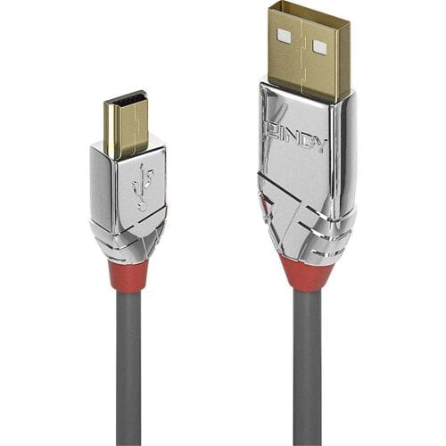 LINDY USB-kabel USB 2.0 USB-A stekker, USB-mini-B stekker 2.00 m Grijs Afgeschermd (dubbel) 36632