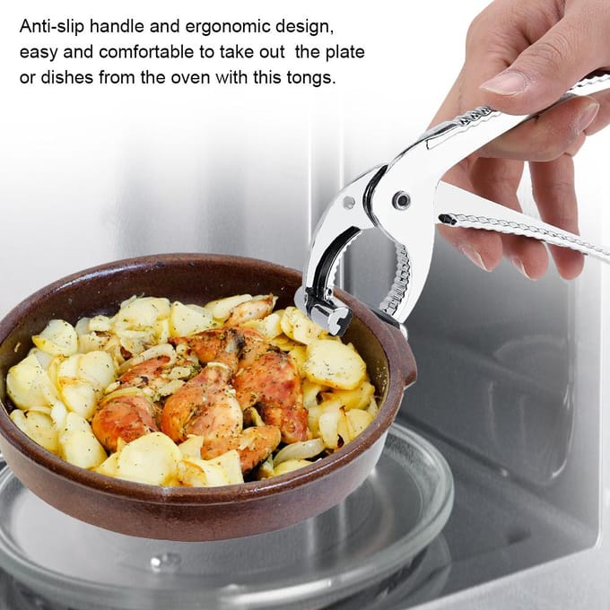 Zinklegering Ovenklem Tang Grijper voor Hot Pot Bord Bakplaat Pan Schotel white