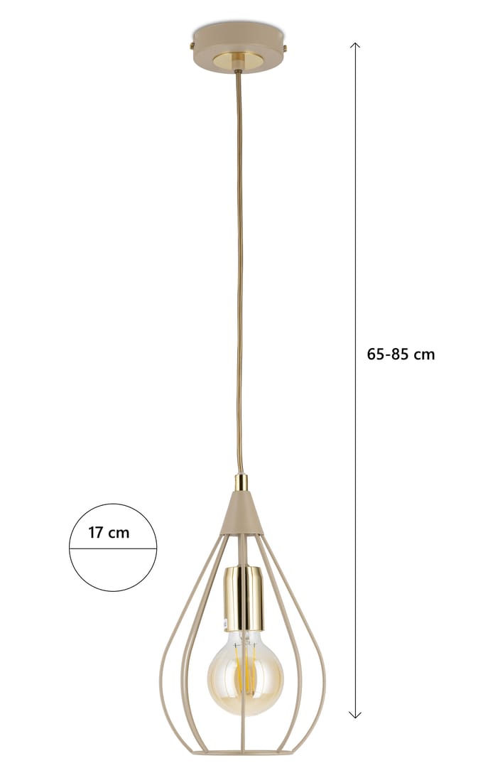 HowHomely Noa Serie - Hanglamp - Beige - Metalen Lamp - Verstelbare Hoogte