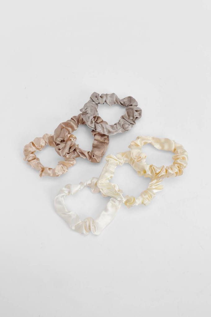 boohoo Dames Satijnen Scrunchies 6-pack