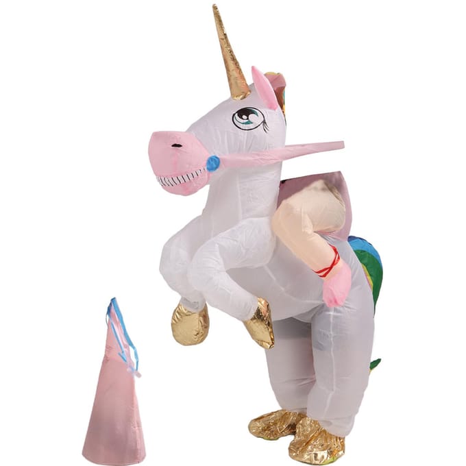 Opblaasbaar Rijkostuum Lichtgewicht Veilig Schattig Opblaasbaar Rijdend Dierkostuum voor Feest Cosplay adults white