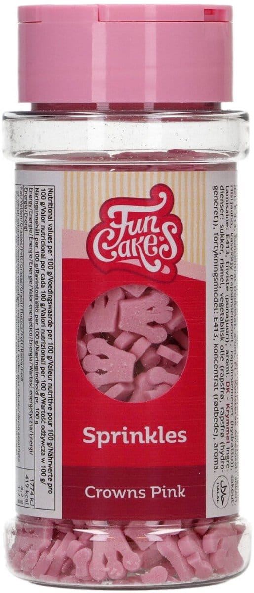 FunCakes Suikerdecoraties - Kroontjes - Roze - 45g - Eetbare Taartdecoratie
