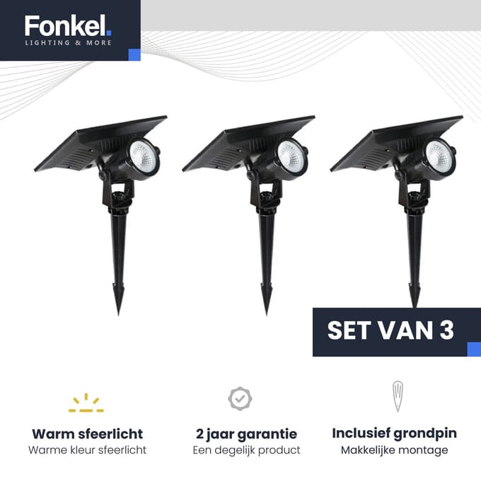Set 3x Solar LED tuinspot prikspot op zonne energie 1,5Watt IP65