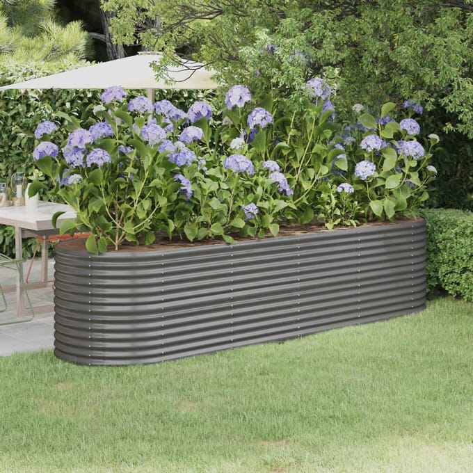 vidaXL - Plantenbak - 296x80x68 - cm - gegalvaniseerd - staal - grijs