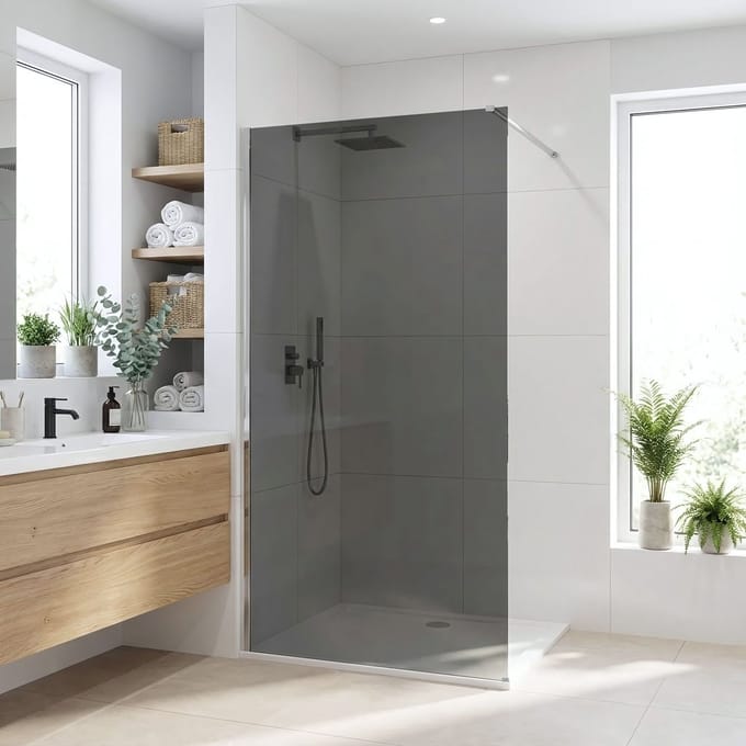 Rea Flexi Grey 100 - Gehard Glas 8 Mm (Grijs) - Douchewand - Chrome120X100X195Cm