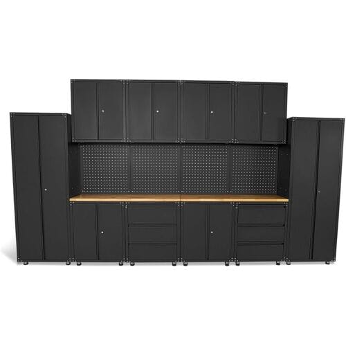 HBM premium modulair werkplaatssysteem, 16-delig, matzwart