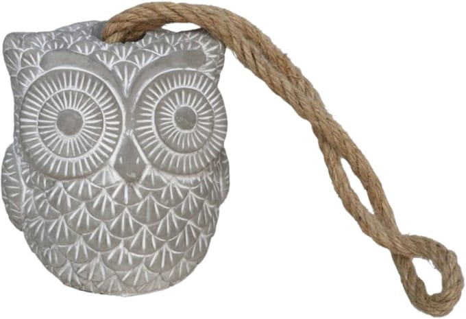 Gerimport Deurstop Uil - grijs - 13 x 13 x 15 cm - woonaccessoires - deurstopper