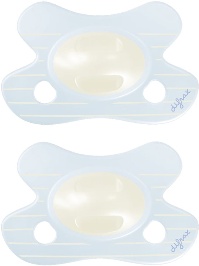 Difrax Fopspeen Natural - Newborn - Blauw - 2 Stuks