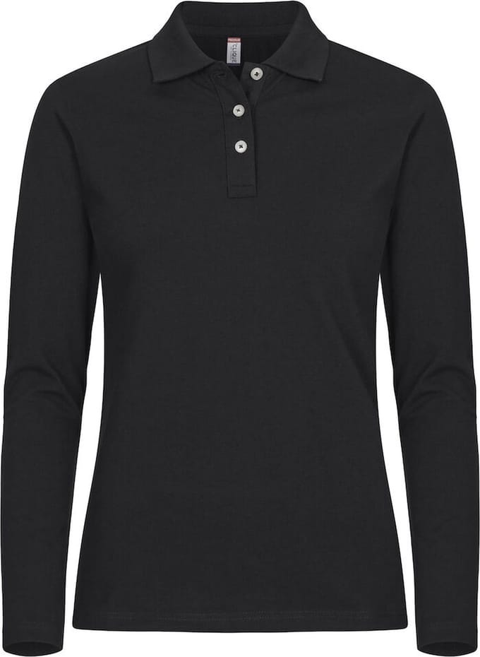 Clique Stretch Premium Polo L/S Women 028263 - Zwart - 42/XL