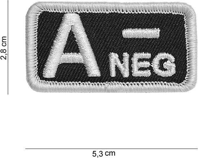 Embleem stof Bloedgroep A- zwart