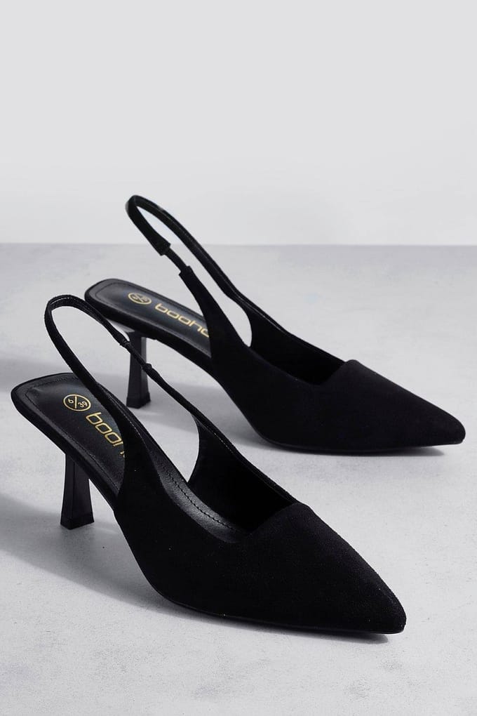boohoo Dames Low Stiletto Slingback Court Shoe | Black | Maat: 8