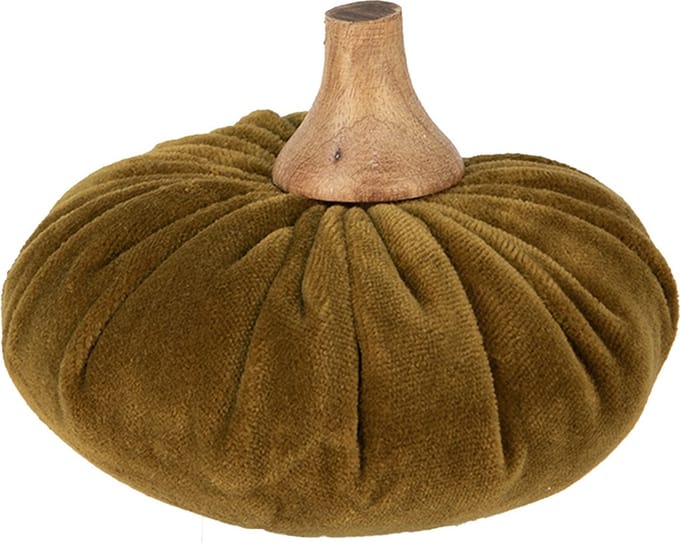 Clayre & Eef Decoratie Pompoen Ø 12x10 cm Groen Polyester Herfst decoratie