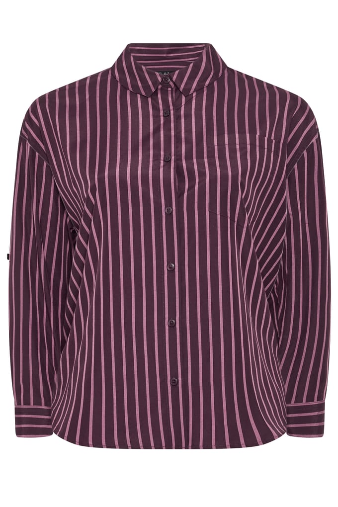 Yours Bordeauxrood Gestreept Shirt Size 54-56