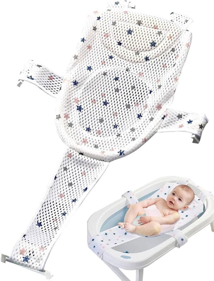 Verstelbaar Baby Badzitje Net met Antislip Ondersteuning voor Pasgeborenen