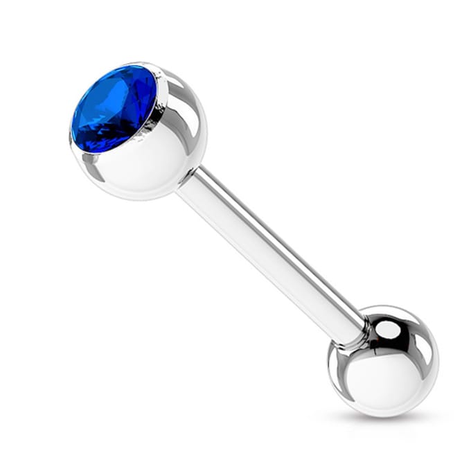 Piercing met zirkonia steen 1.6x16 - blauw - LMPiercings
