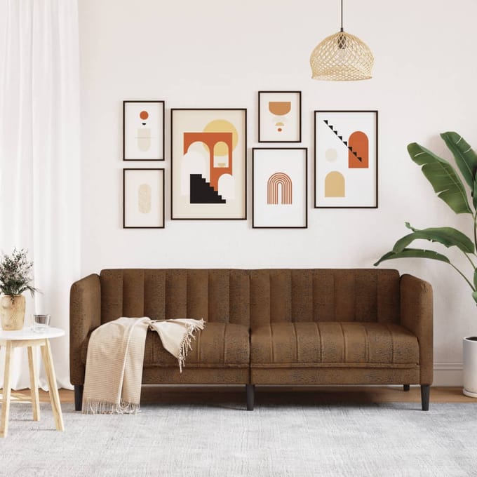 vidaXL - Bank - 2-zits - kunstsuède - bruin