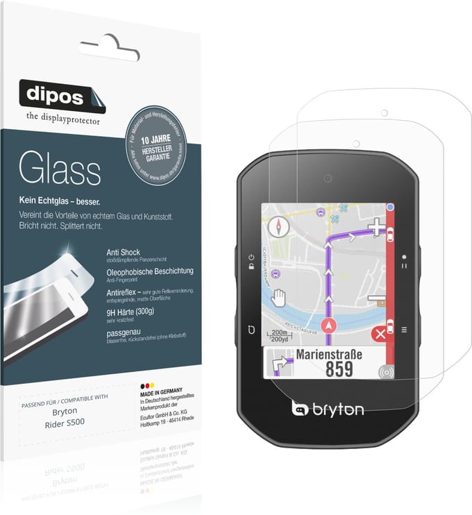 dipos – 2x Matte Pantserfolie geschikt voor Bryton Rider S500 | 9H Screenprotector