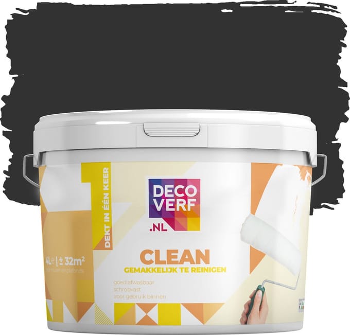 Decoverf clean muurverf nachtzwart, 4L