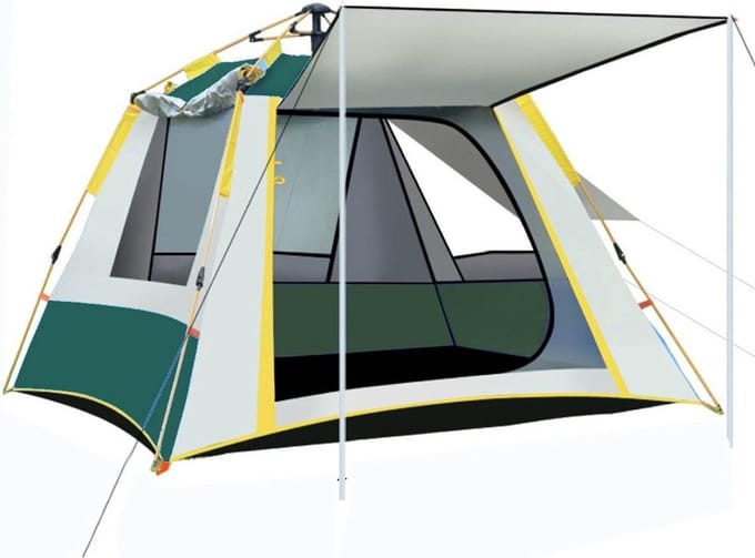 Tent 3-persoons geel wit groen