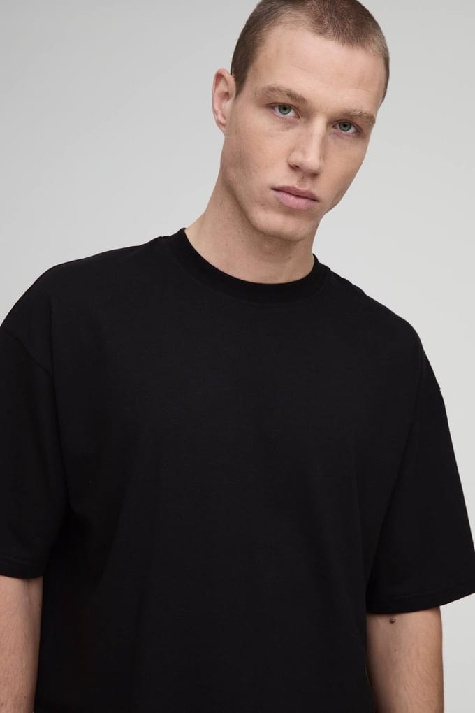 Essential Oversized Boxy Crew Neck T-Shirt | Black | Size Medium