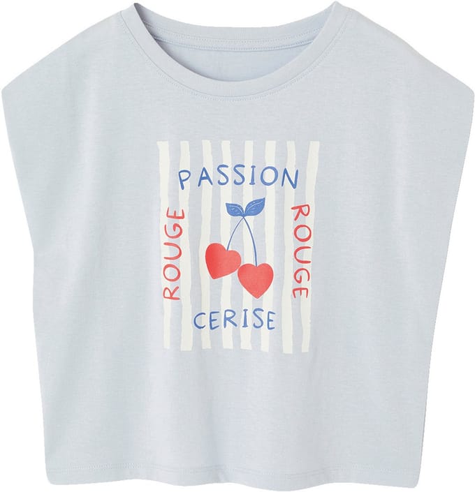 Vertbaudet T-shirt voor meisjes, cropped, korte mouwen met schoudervulling