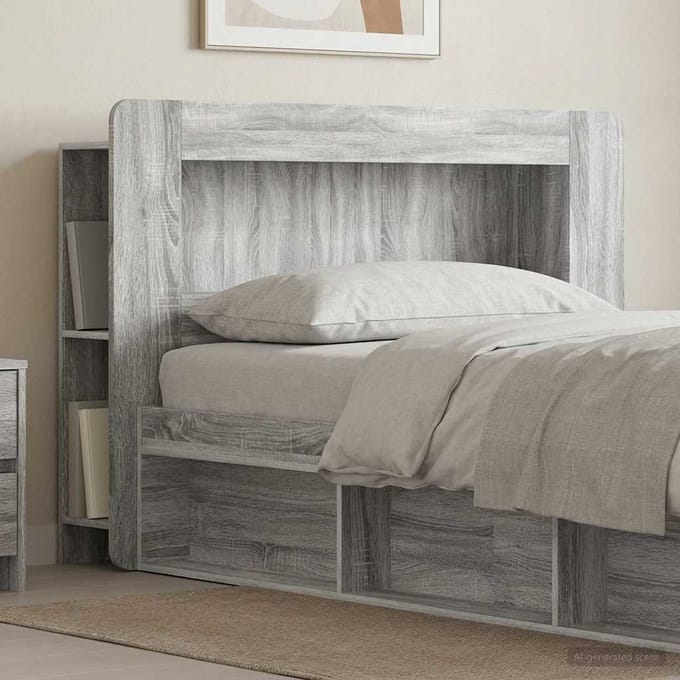 vidaXL - Hoofdeinde - Kast - met - opslag - Grijs - sonoma - Geconstrueerd - hout