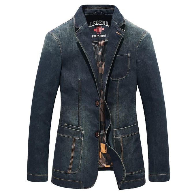 Denim Pak Heren Business Casual Losse Grote Maat Jeugd Denim Pak Jas Jas M gray