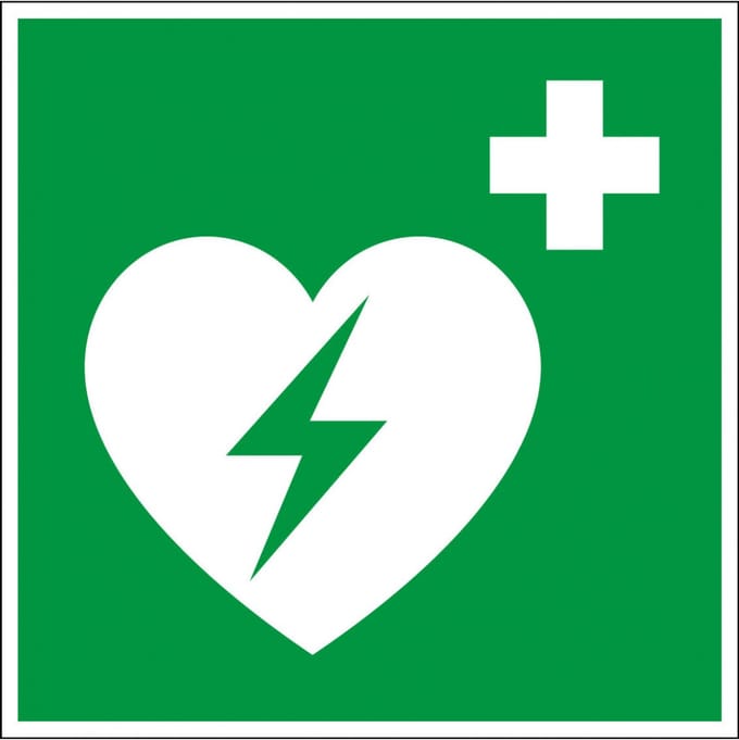 AED bord, kunststof, E010 100 x 100 mm
