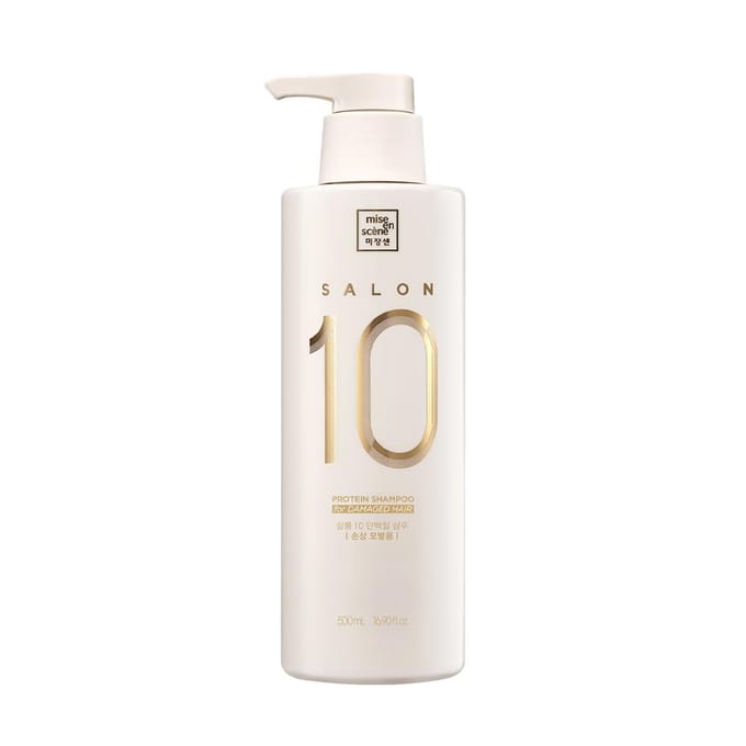 Mise en Scene Salon 10 Proteïne Shampoo voor Beschadigd Haar 500ml – Reinigende Verzorging, Haarbescherming, Koreaans 500ml white