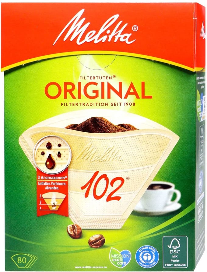 Melitta Filter Papers 102 Natural Brown Aroma, 80-pack