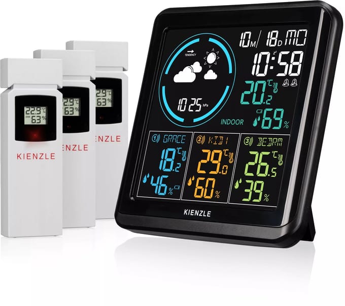 Kienzle Weerstation - Thermo-, Hygrometer - 3 Sensoren - Zwart