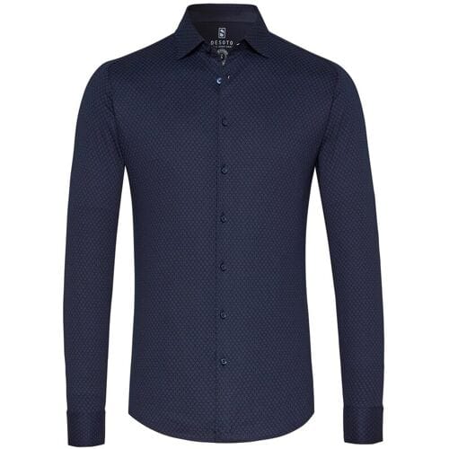 Desoto Overhemd Dotted Pattern Donker Blauw / male