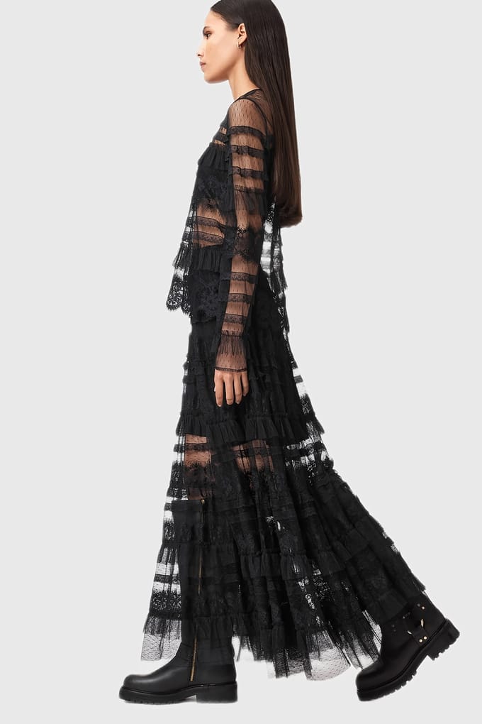 AllSaints Arlea Tulle Top Black Maat: 10 | Blouses Outlet | Dames | Zwart