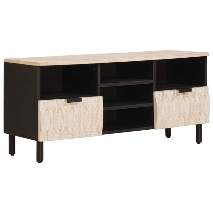vidaXL - TV - Kast - Witte - Was - Afwerking - 100 - x - 33 - x - 46 - cm - Massief - Mango - Hout