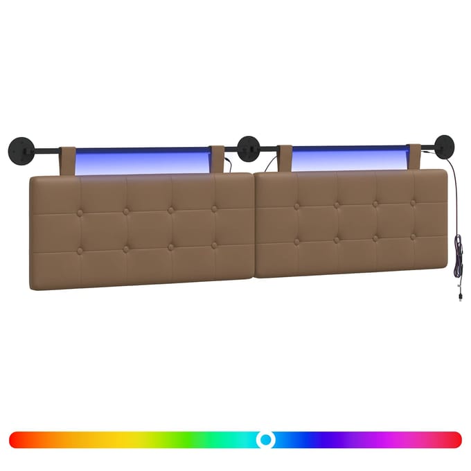 vidaXL - Hangend - hoofdbord - Met - LED-verlichting - Cappuccino - Kunstleer