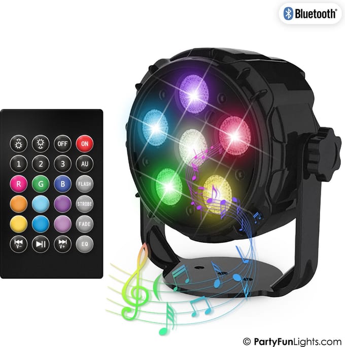 PartyFunLights - 6 LED - PAR - Disco Lamp - Party Speaker - USB - met afstandsbediening
