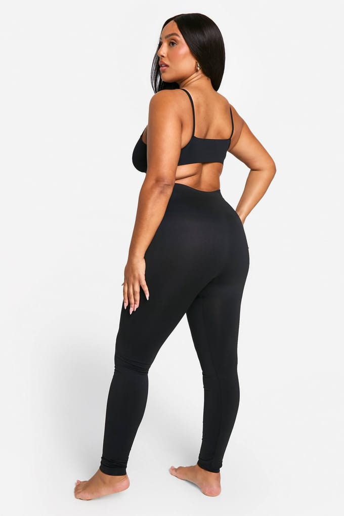 boohoo Dames Plus Tummy Control Naadloze Leggings | Zwart | Maat: Large